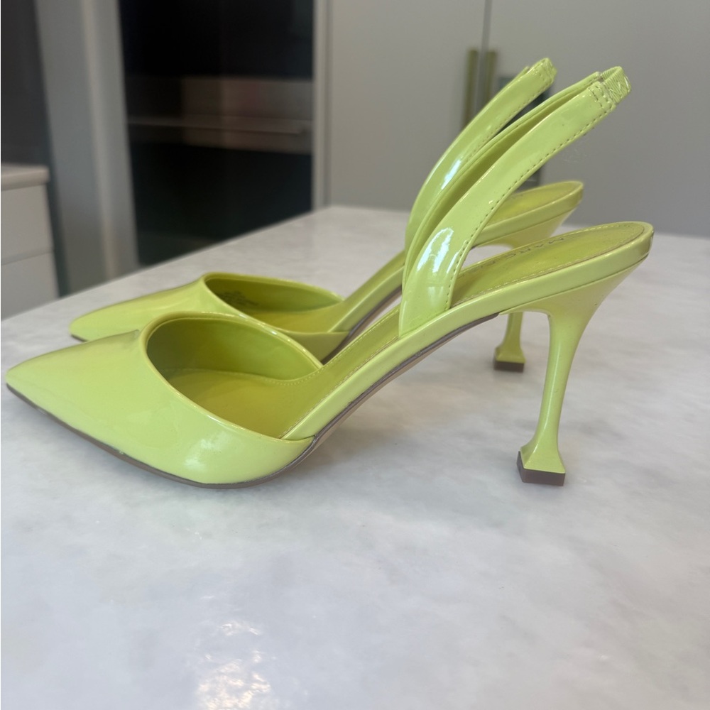 Bright Green Yellow Slingback Heels